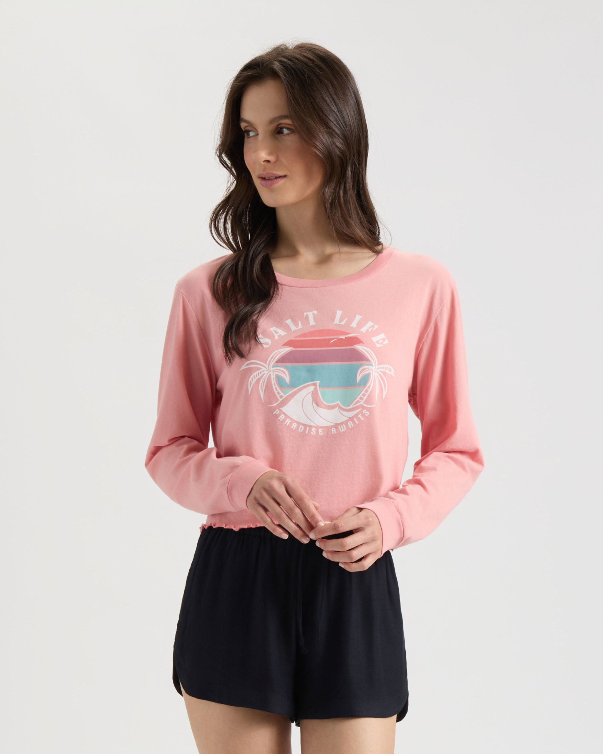 Women's Paradise Bound Cropped Long Sleeve Shirt - Image 2
