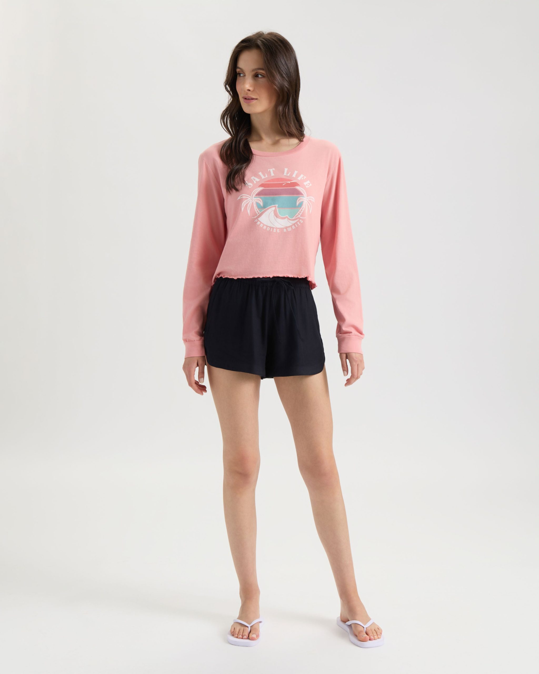 Women's Paradise Bound Cropped Long Sleeve Shirt - Image 6
