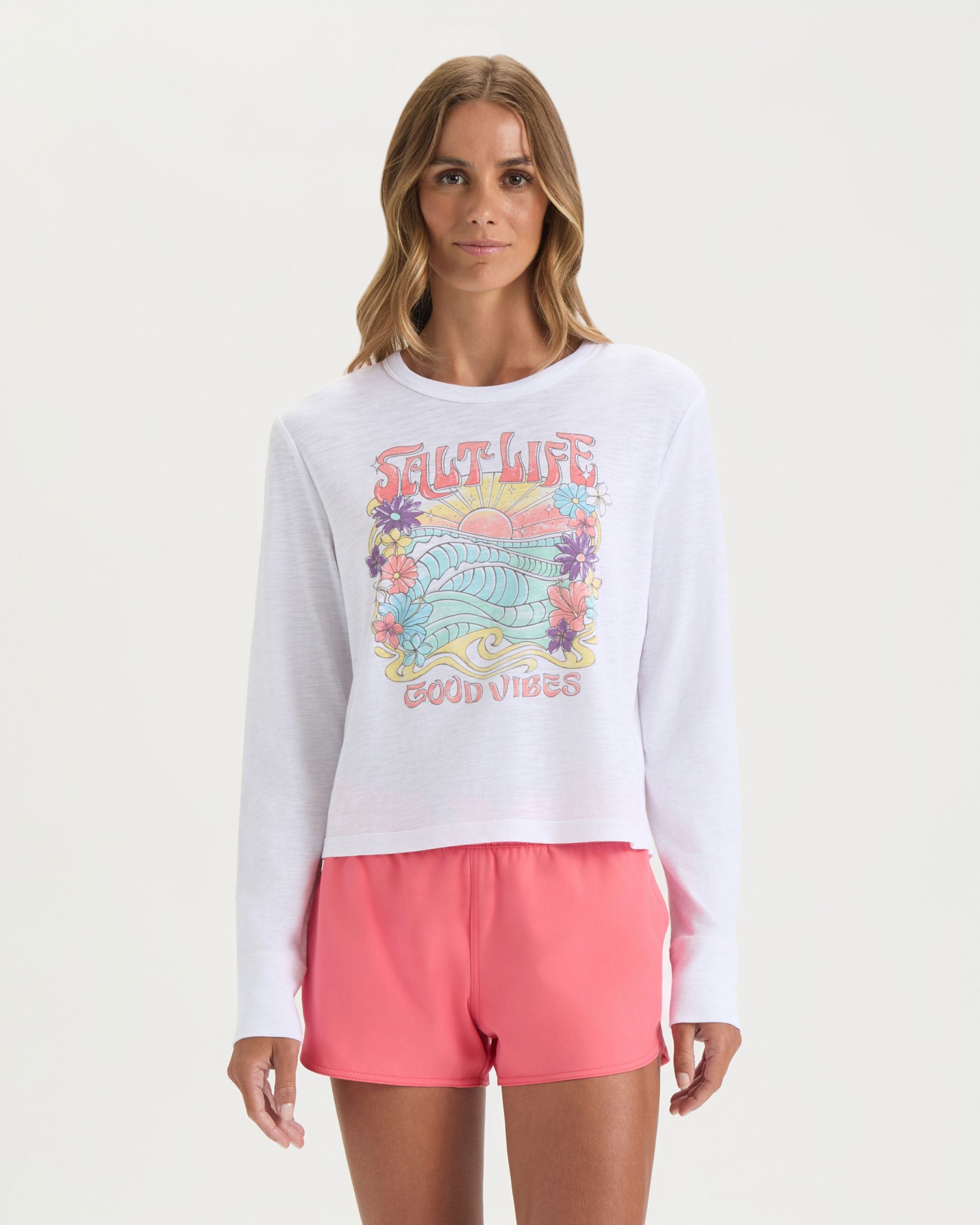 Women's Sunrise Vibes Crew Neck Cropped Shirt - Image 2