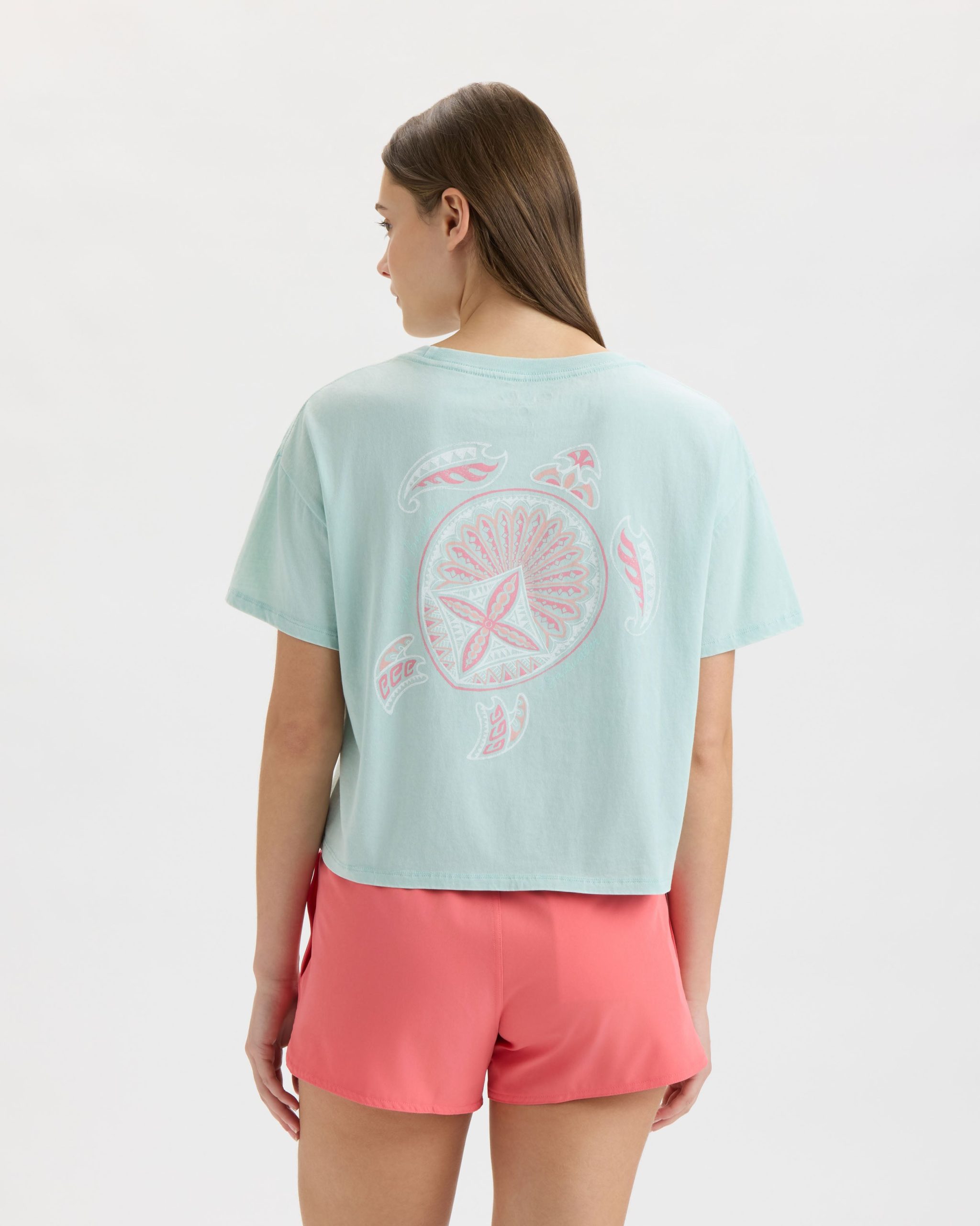 Women's Beach Turtle Cropped Boyfriend Tee - Image 4