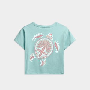 Women's Beach Turtle Cropped Boyfriend Tee
