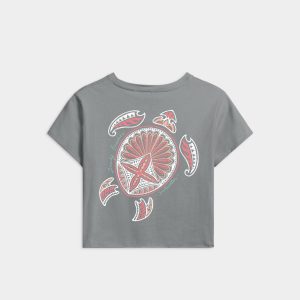 Women's Beach Turtle Cropped Boyfriend Tee