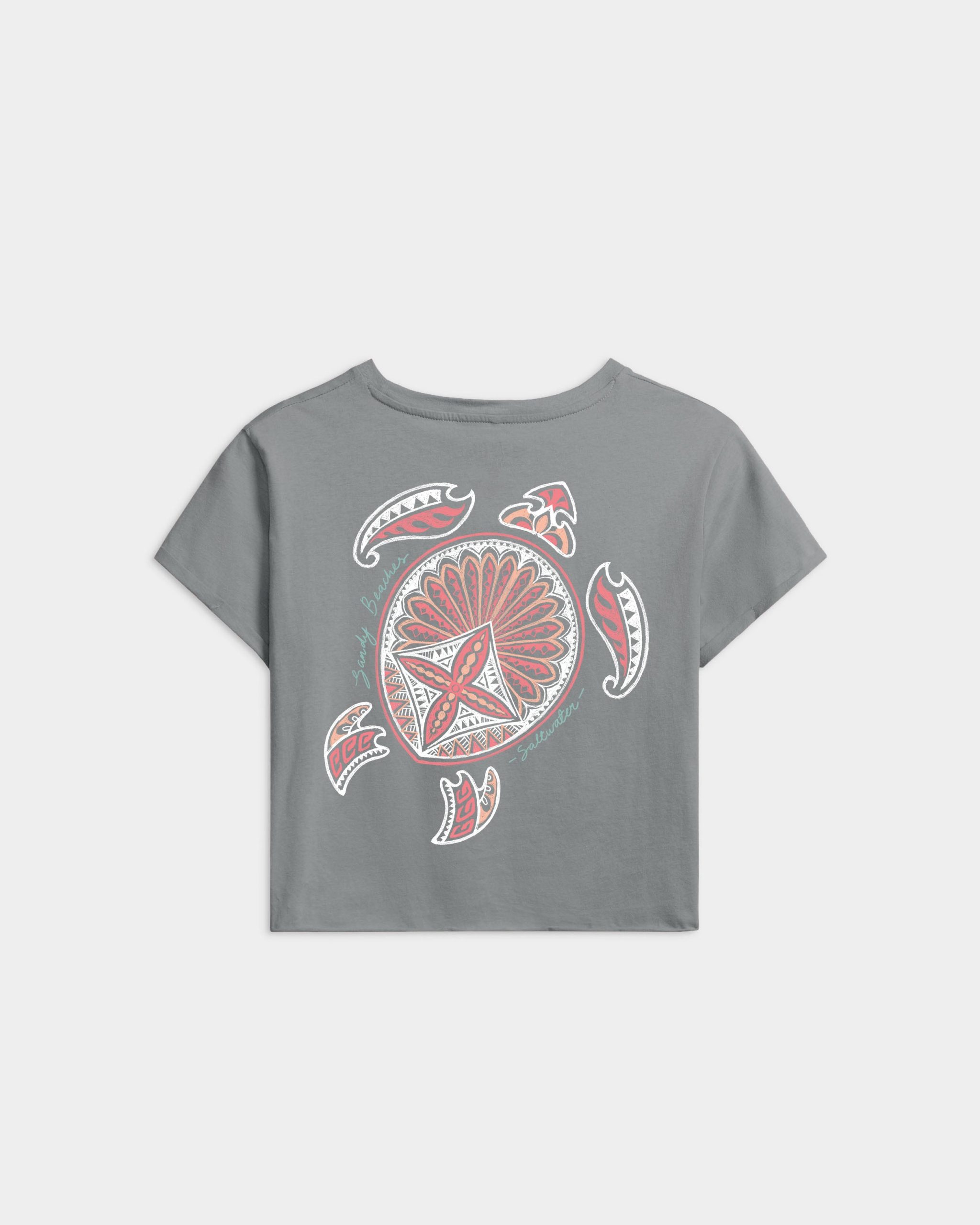 Women's Beach Turtle Cropped Boyfriend Tee