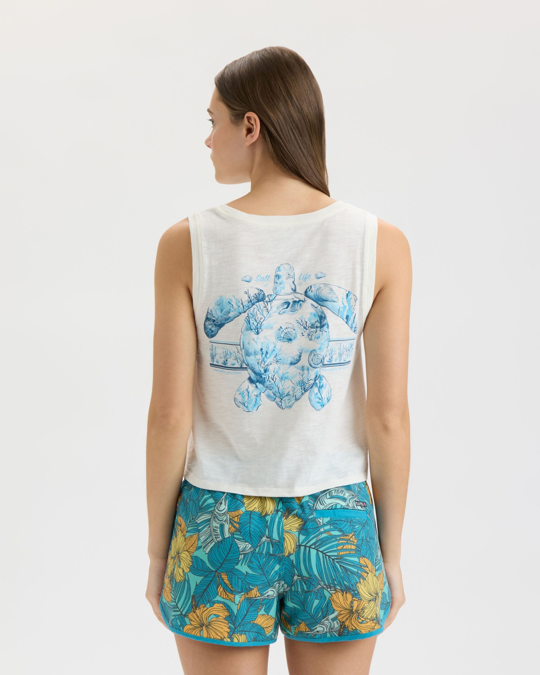 Women's Aquarium Turtle Tie Front Tank Top - Image 4