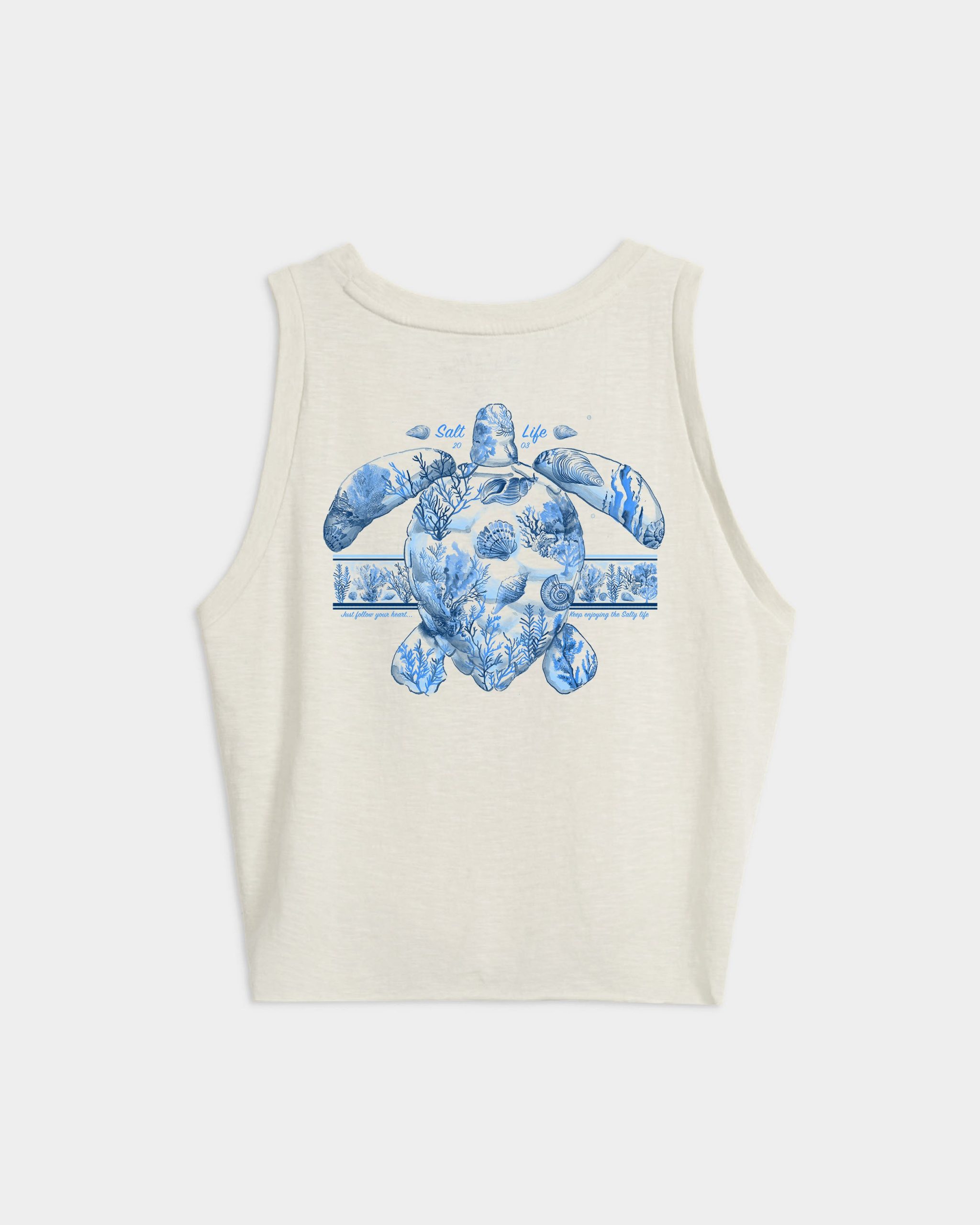 Women's Aquarium Turtle Tie Front Tank Top