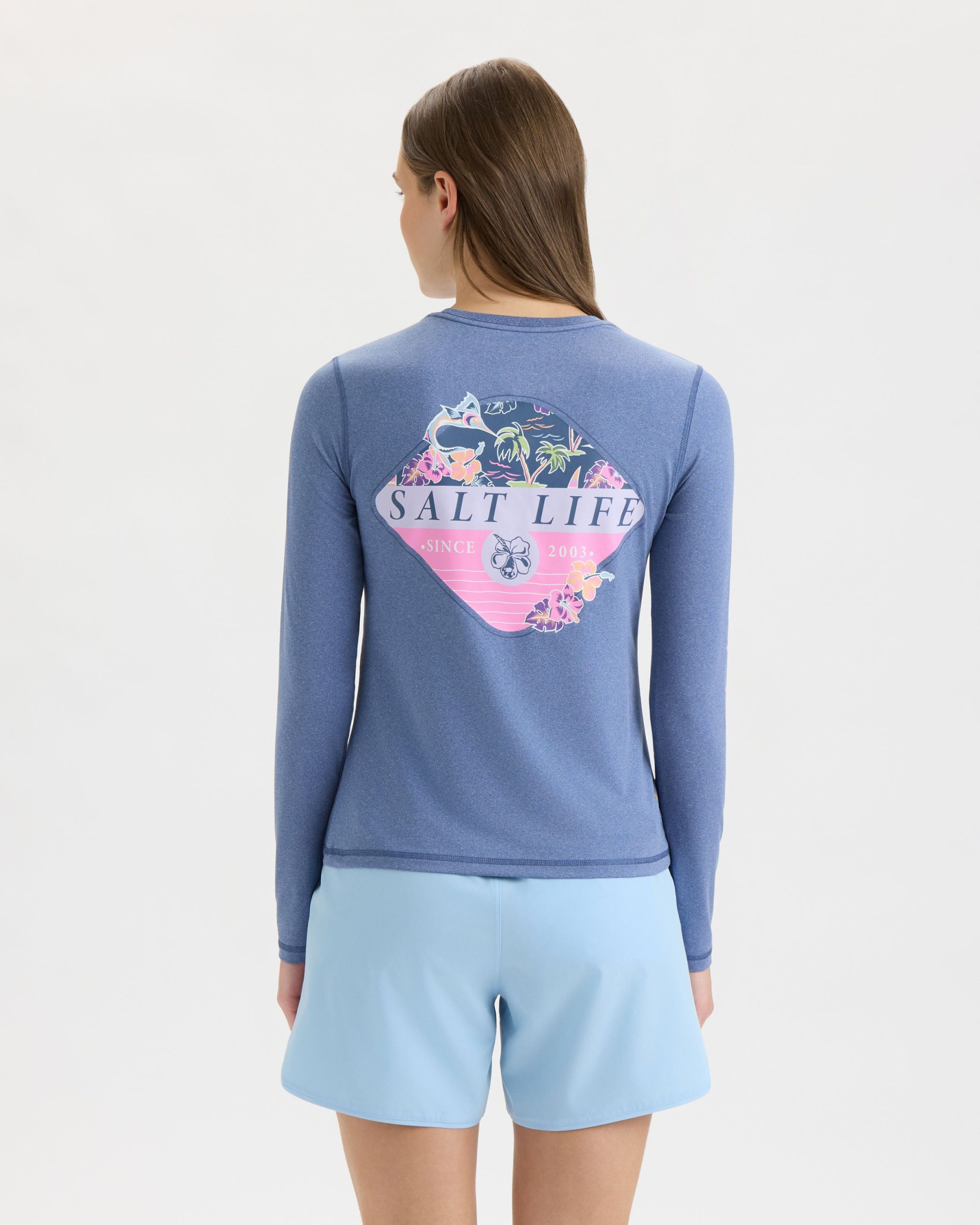 Women's Salty Marlin Badge SLX Performance Long Sleeve Tee - Image 4
