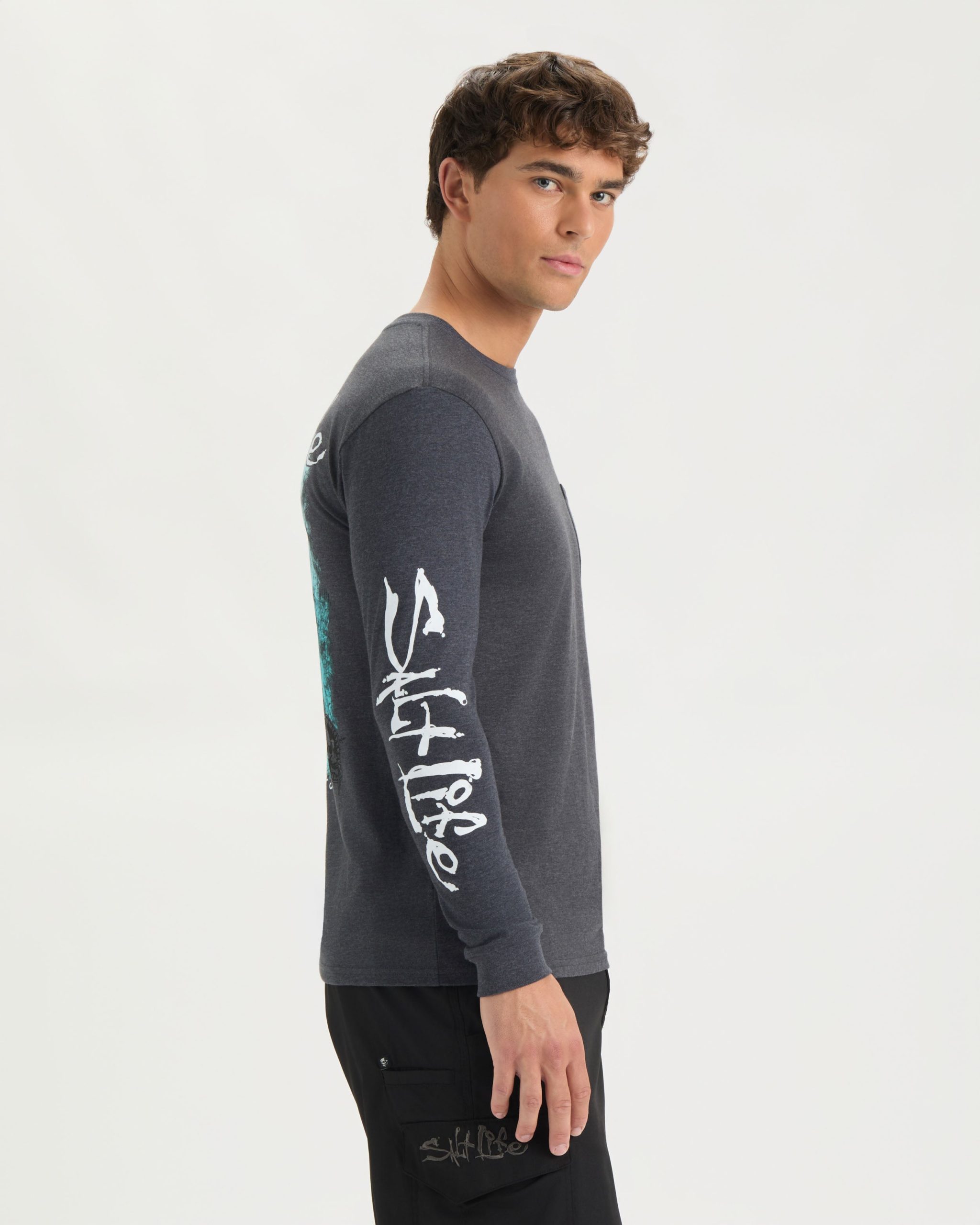 Men's Hook Line and Sinker Fade Long Sleeve Shirt - Image 3