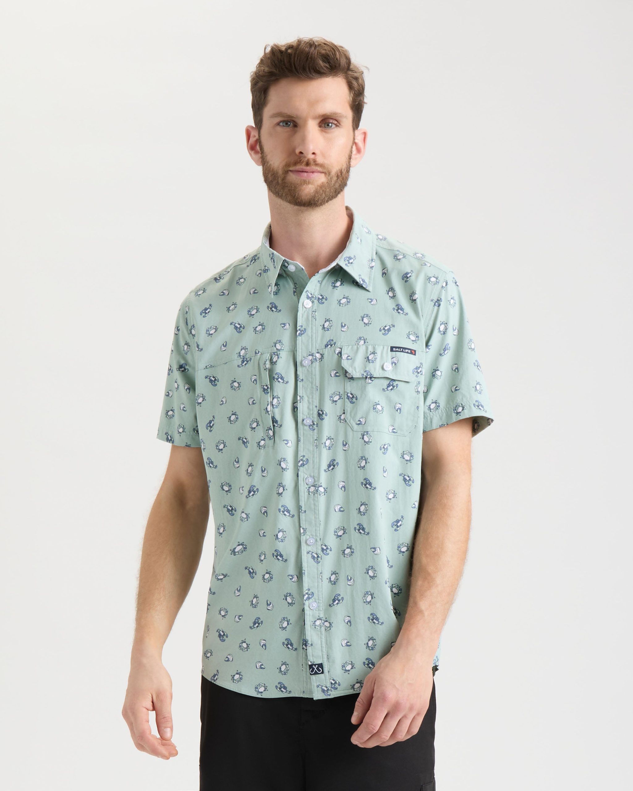 Men's Crustacean Life Woven Short Sleeve Shirt - Image 2