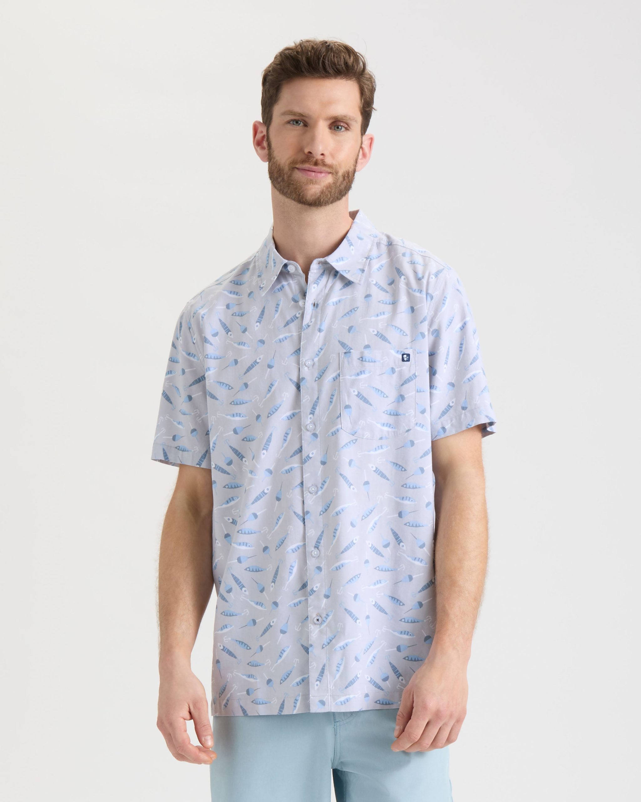 Men's Tempting Tackle Woven Short Sleeve Shirt - Image 2