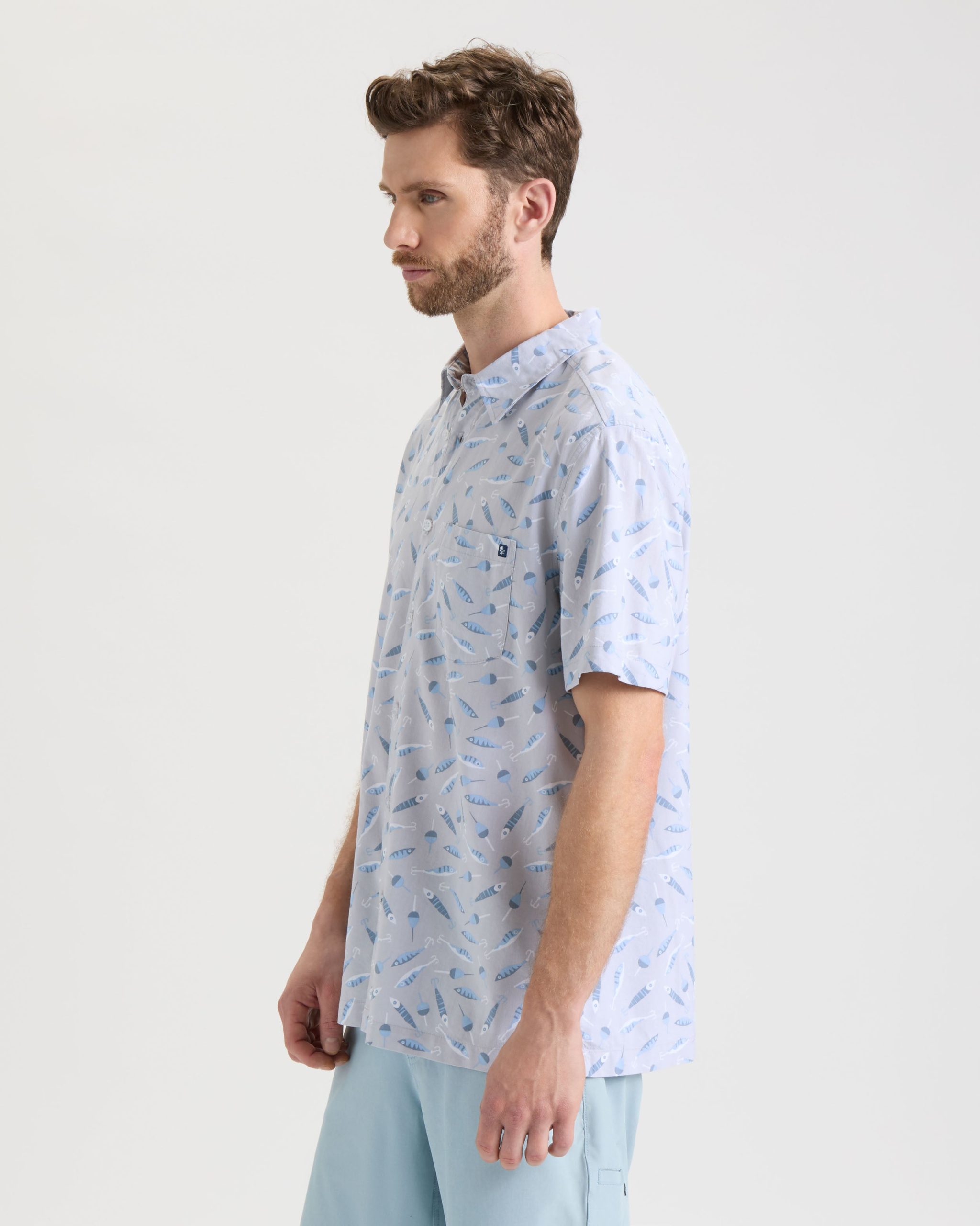 Men's Tempting Tackle Woven Short Sleeve Shirt - Image 3