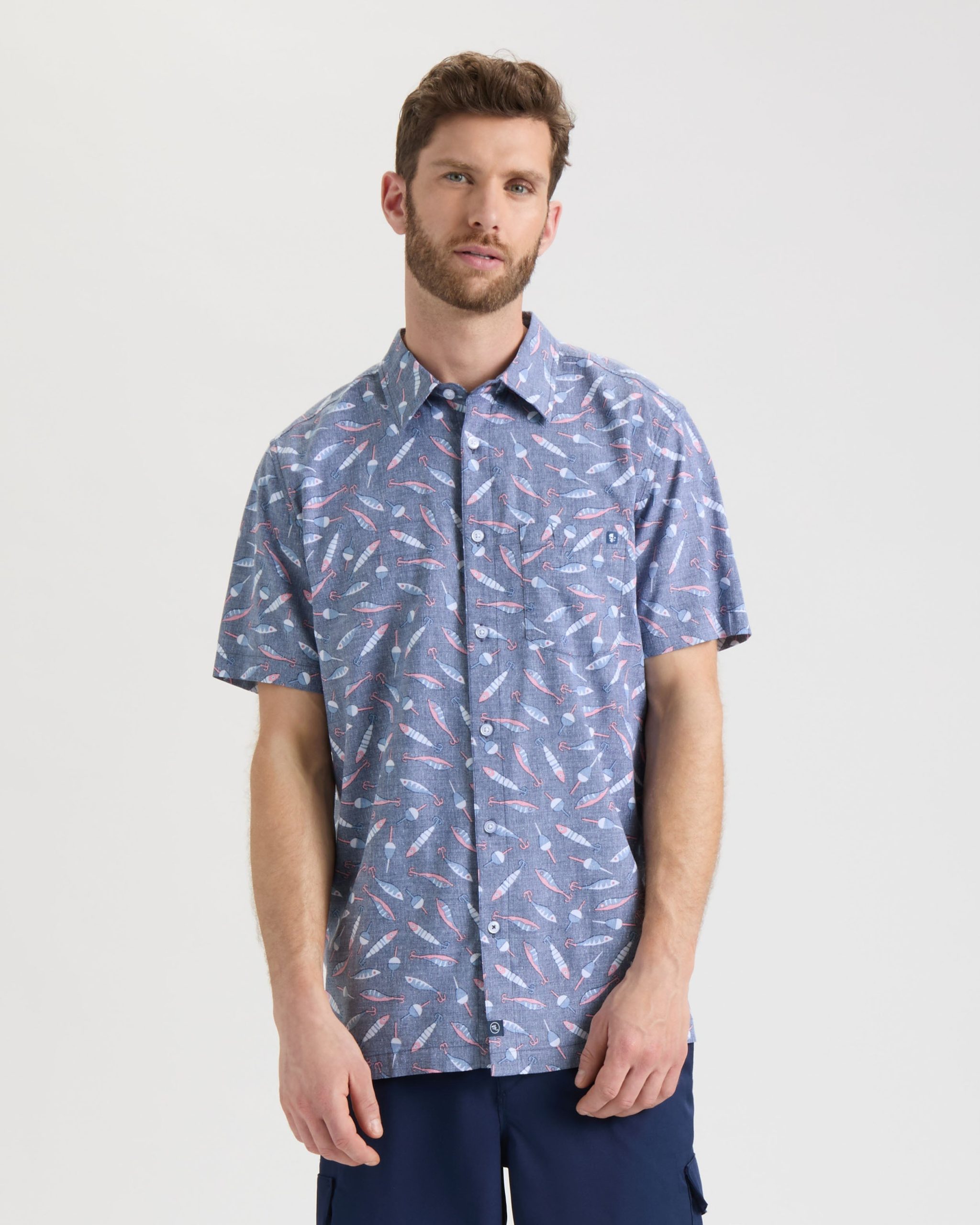 Men's Tempting Tackle Woven Short Sleeve Shirt - Image 2