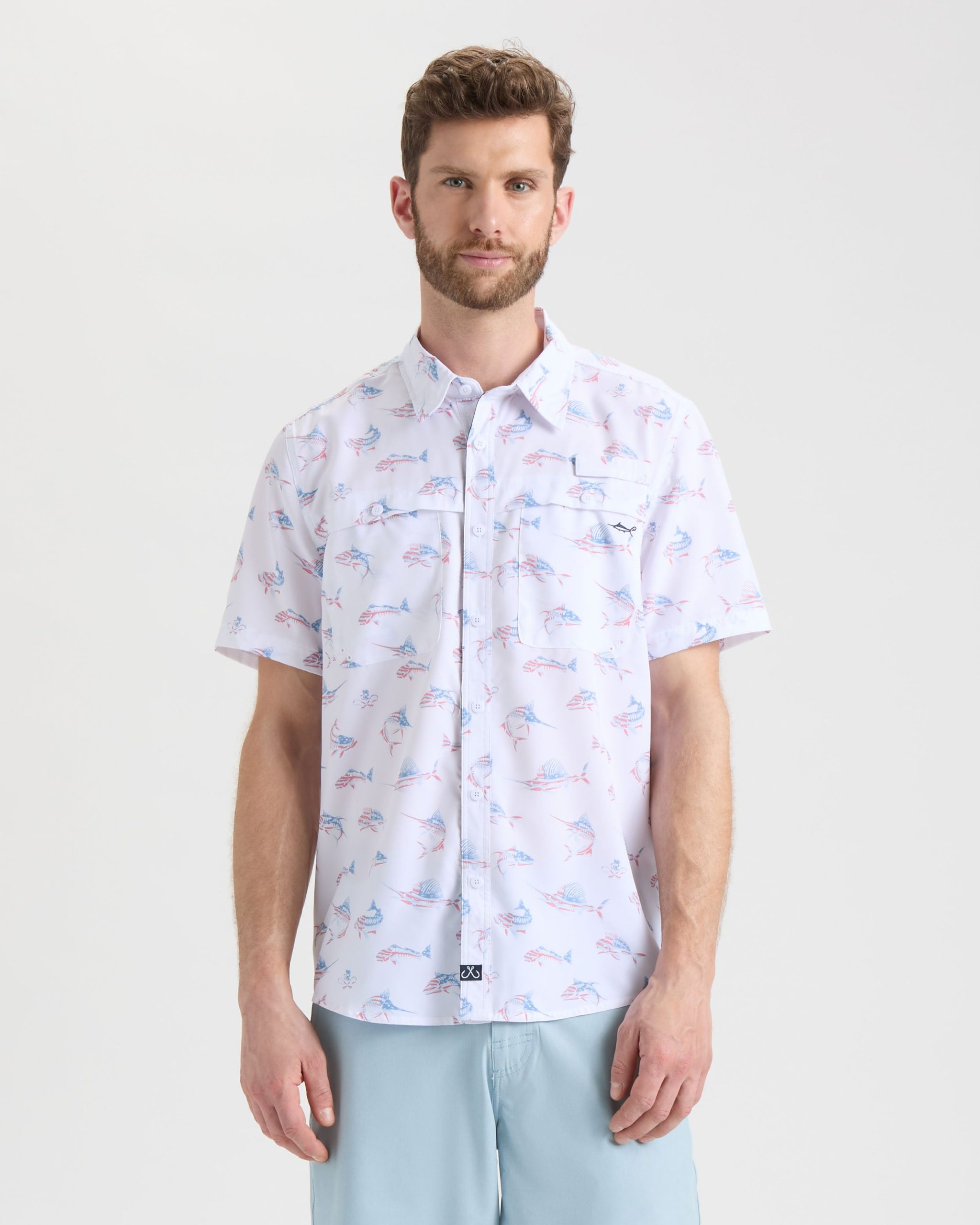 Men's Fish N' Bones Americana SLX Performance Short Sleeve Shirt - Image 2