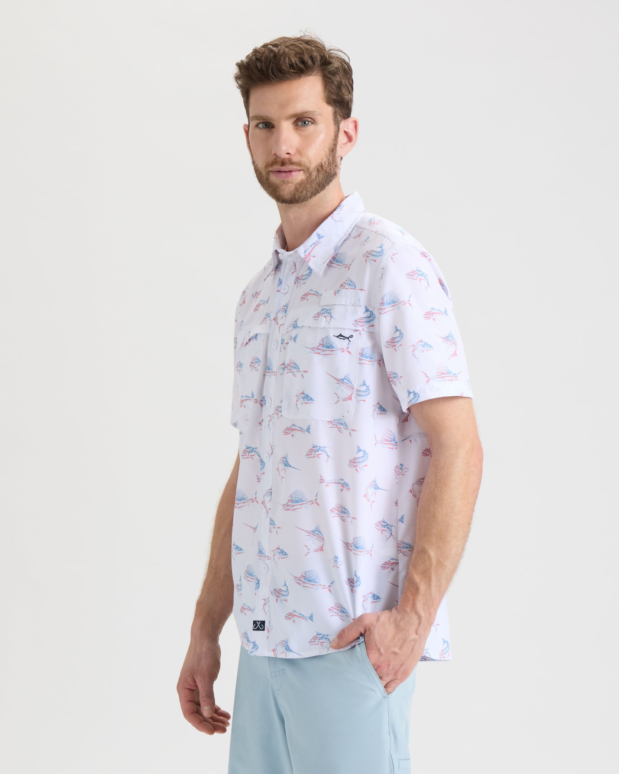 Men's Fish N' Bones Americana SLX Performance Short Sleeve Shirt - Image 3