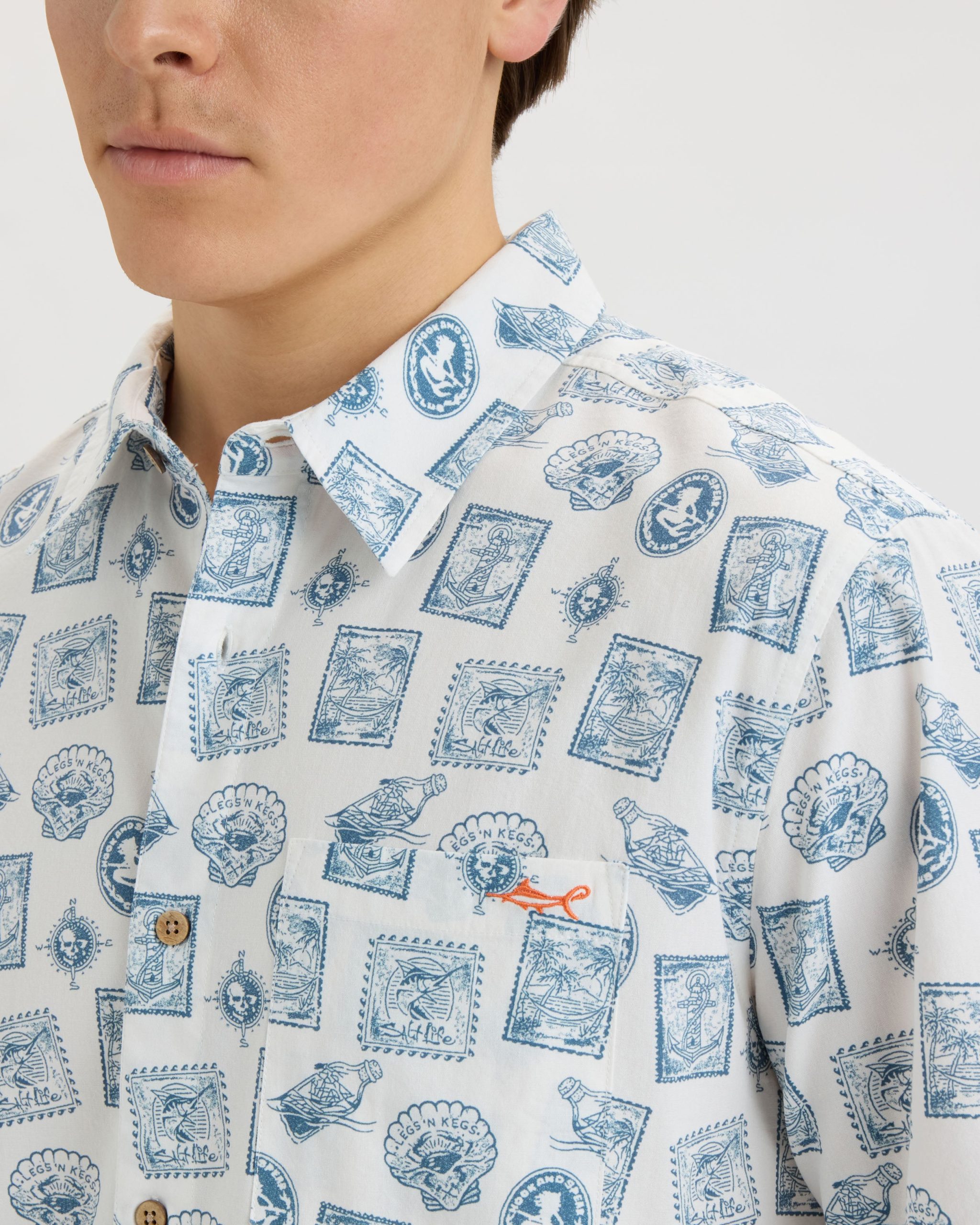 Men's Voyager's Stamps Performance Woven Shirt - Image 5