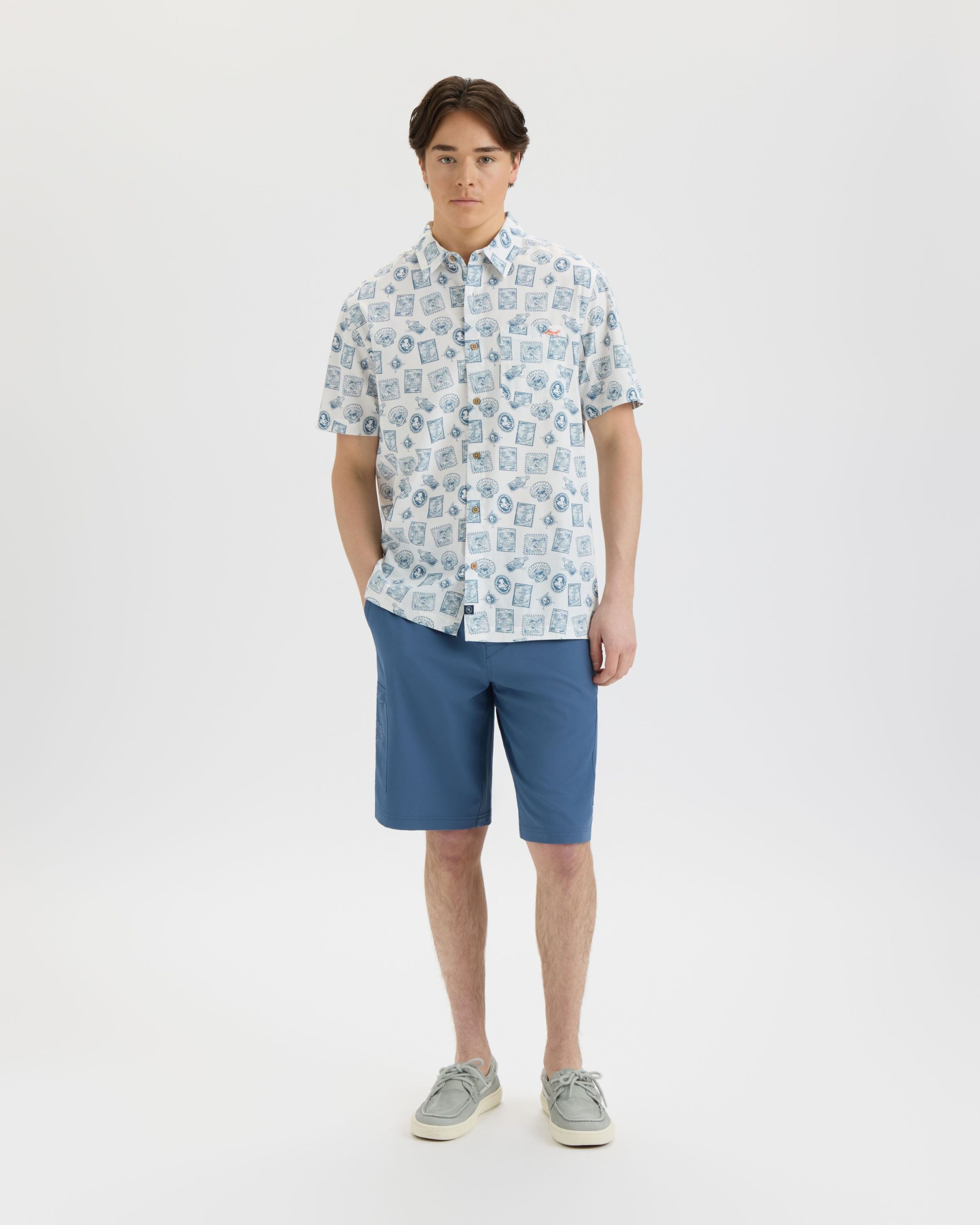 Men's Voyager's Stamps Performance Woven Shirt - Image 6