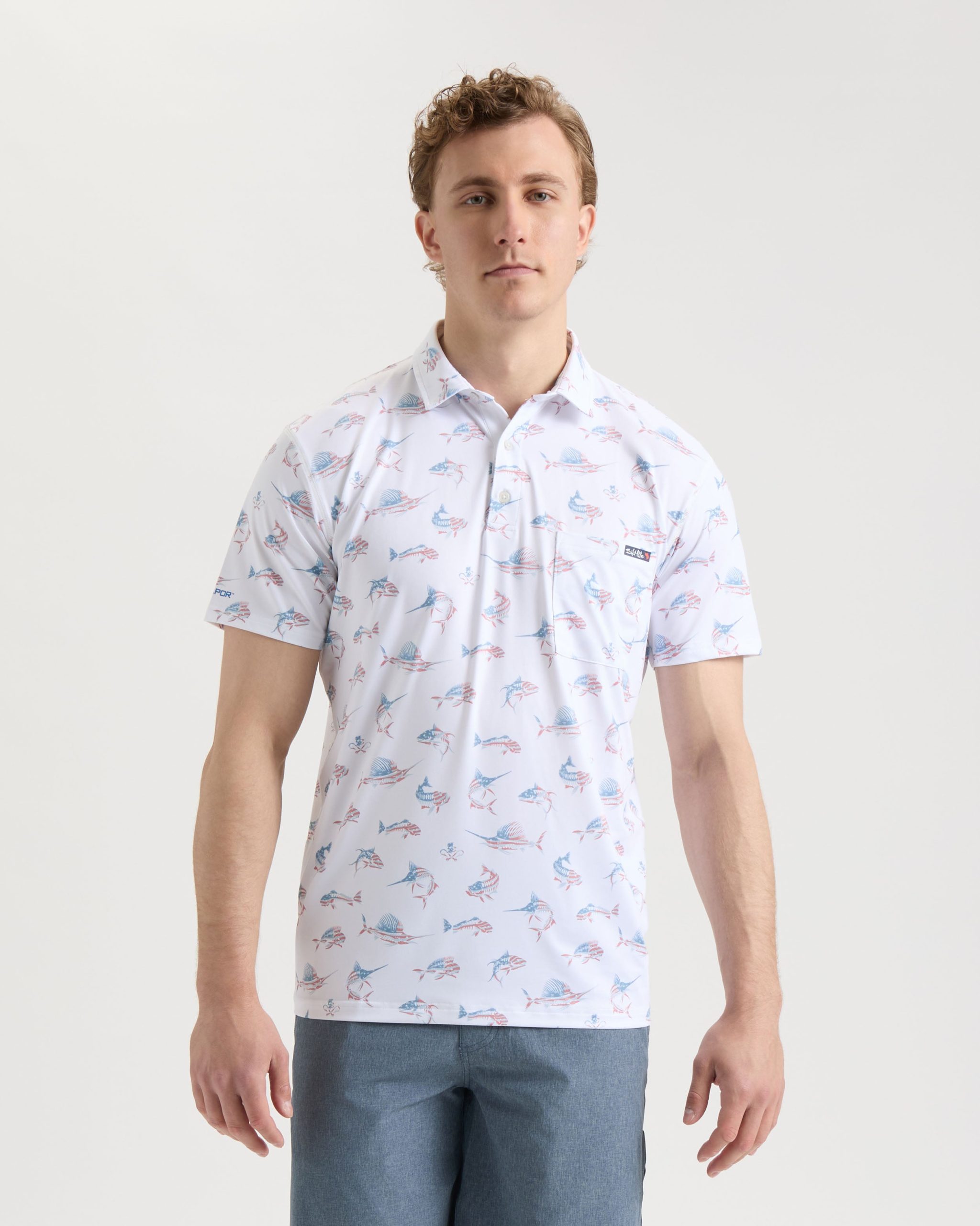 Men's Fish N' Bones Americana SLX Performance Polo - Image 3
