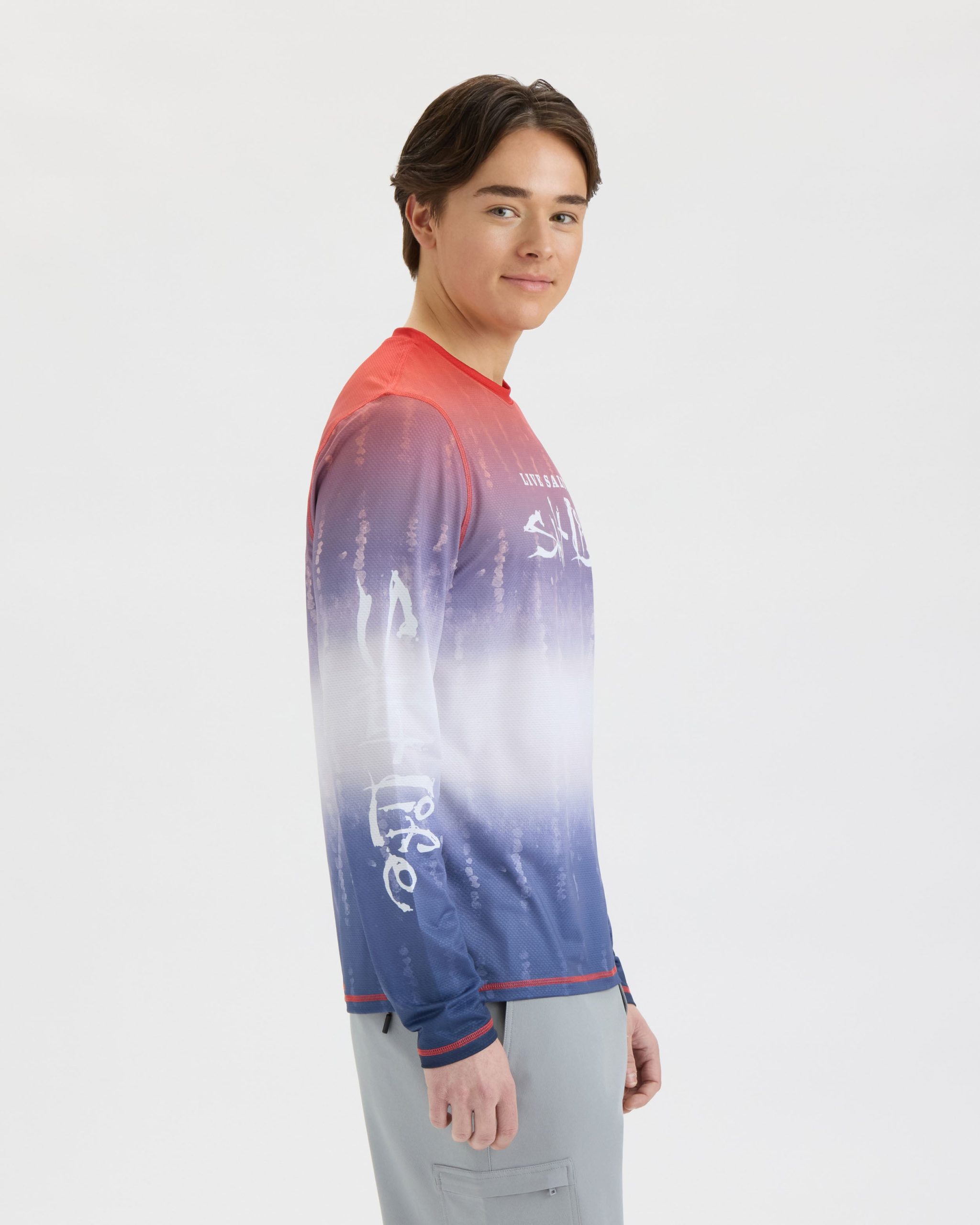 Men's Red White and Waves Fade Perforated SLX Performance Tee - Image 3