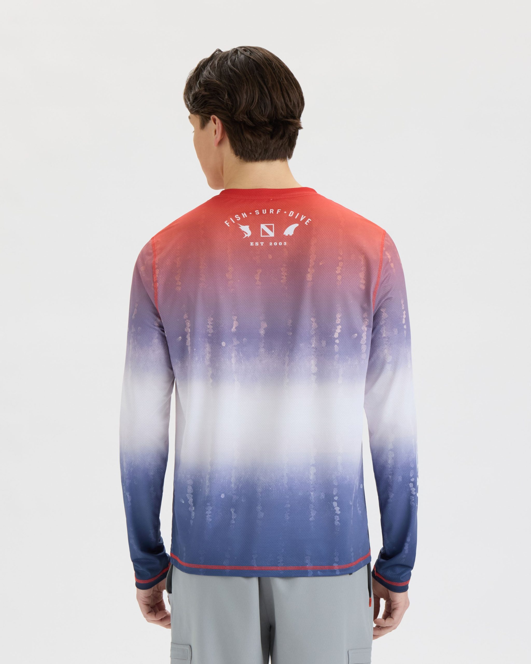 Men's Red White and Waves Fade Perforated SLX Performance Tee - Image 4