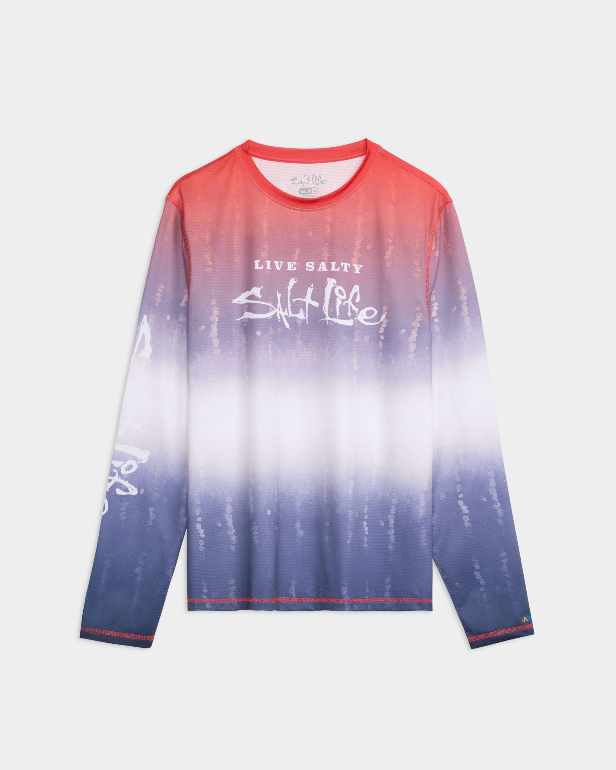 Men's Red White and Waves Fade Perforated SLX Performance Tee